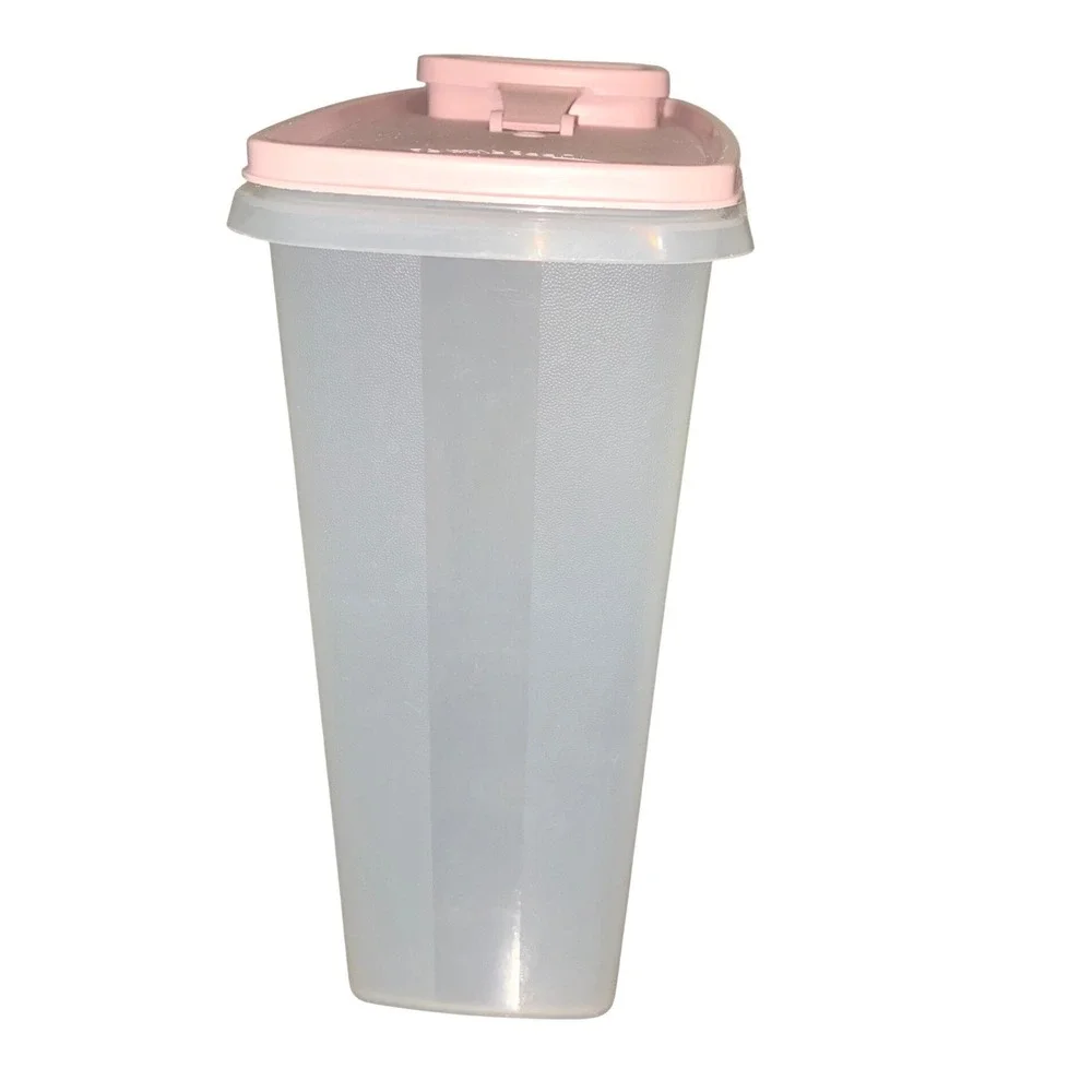 VTG Tupperware #1588-8 Pink Cereal Keeper-Red Lid. 9.5